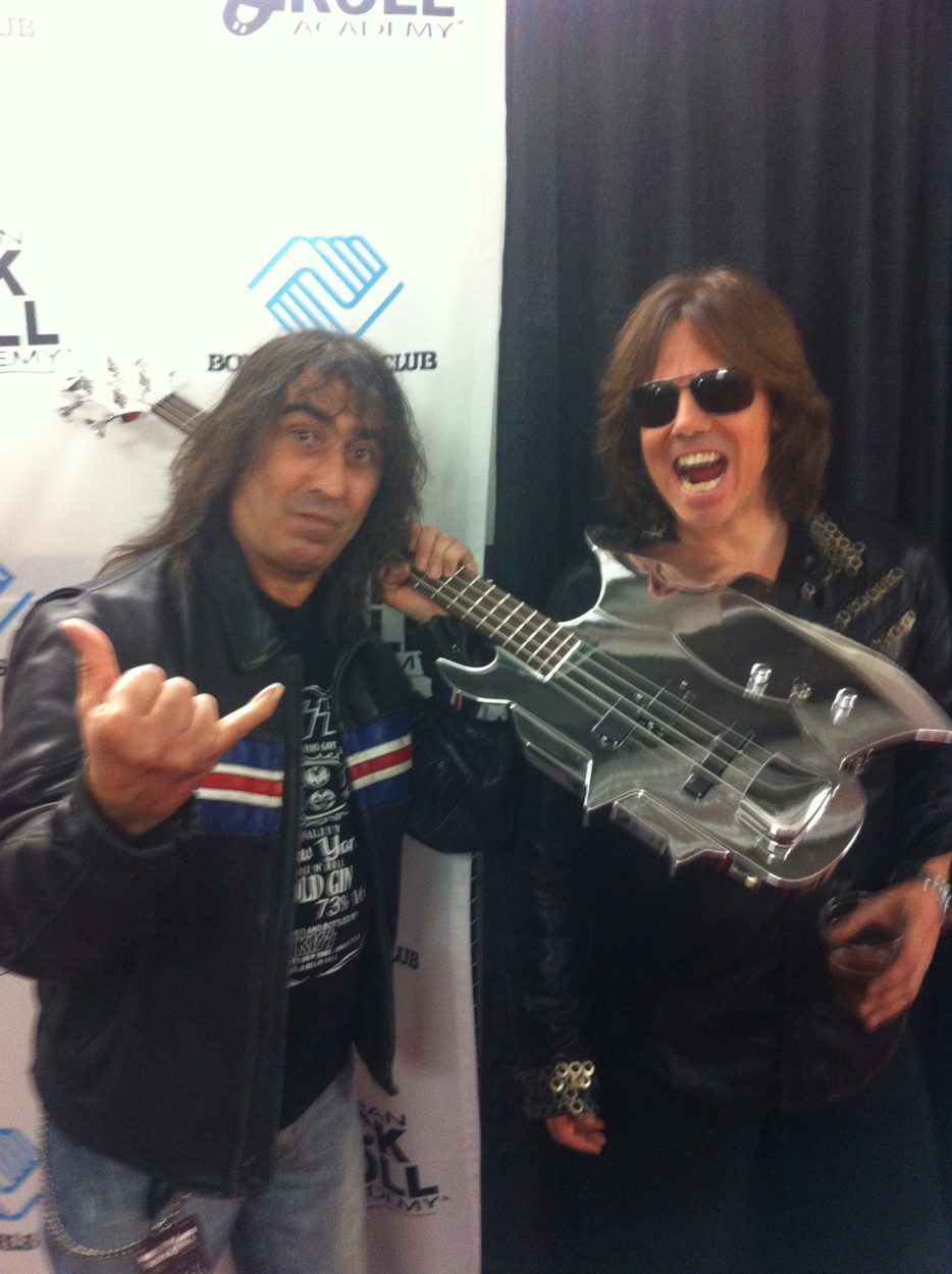Joey Tempest (Europe) and Jim Cara with a Simmons Axe
