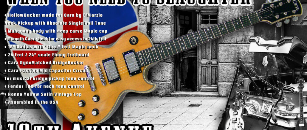Cara Guitars 10th Avenue Deluxe Single Cutaway in Mick Ronson Yellow Satin Top